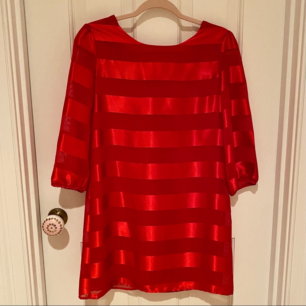 Amy Byer Red Stripe Long Sleeves Dress